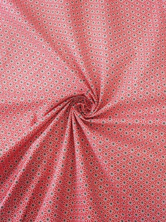 Red Geometric Star Calico Cotton