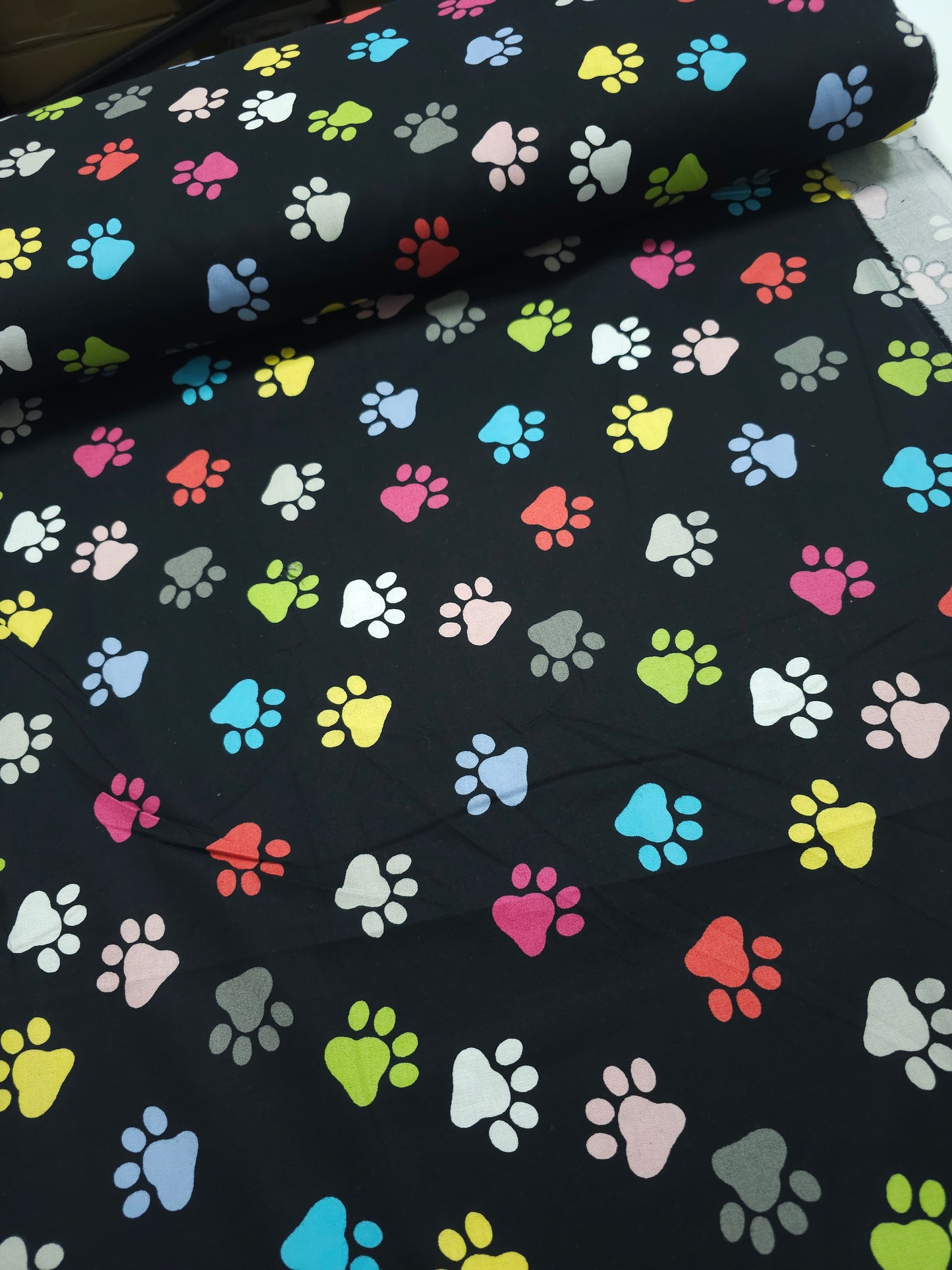 Multicolour Paw Print 100% Cotton