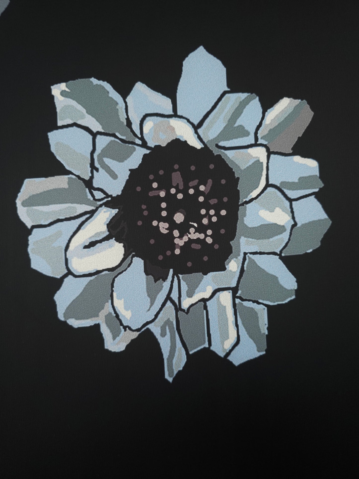 Pale Blue Watercolour Sketch Sunflower Poly Satin