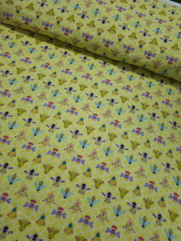 Yellow Honey Bees 100% Cotton