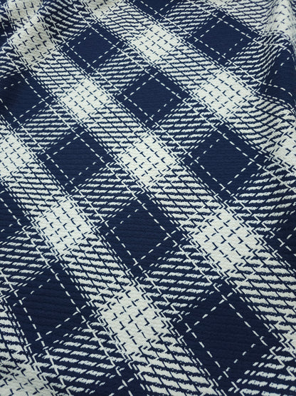 Navy/Ivory Square Check 100% Coating Cotton