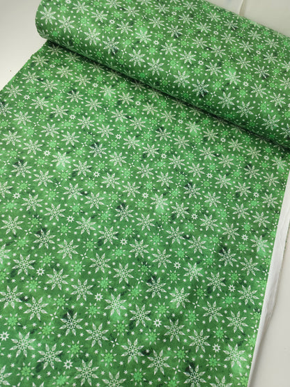 Green Snowflake 100% Cotton - Joann