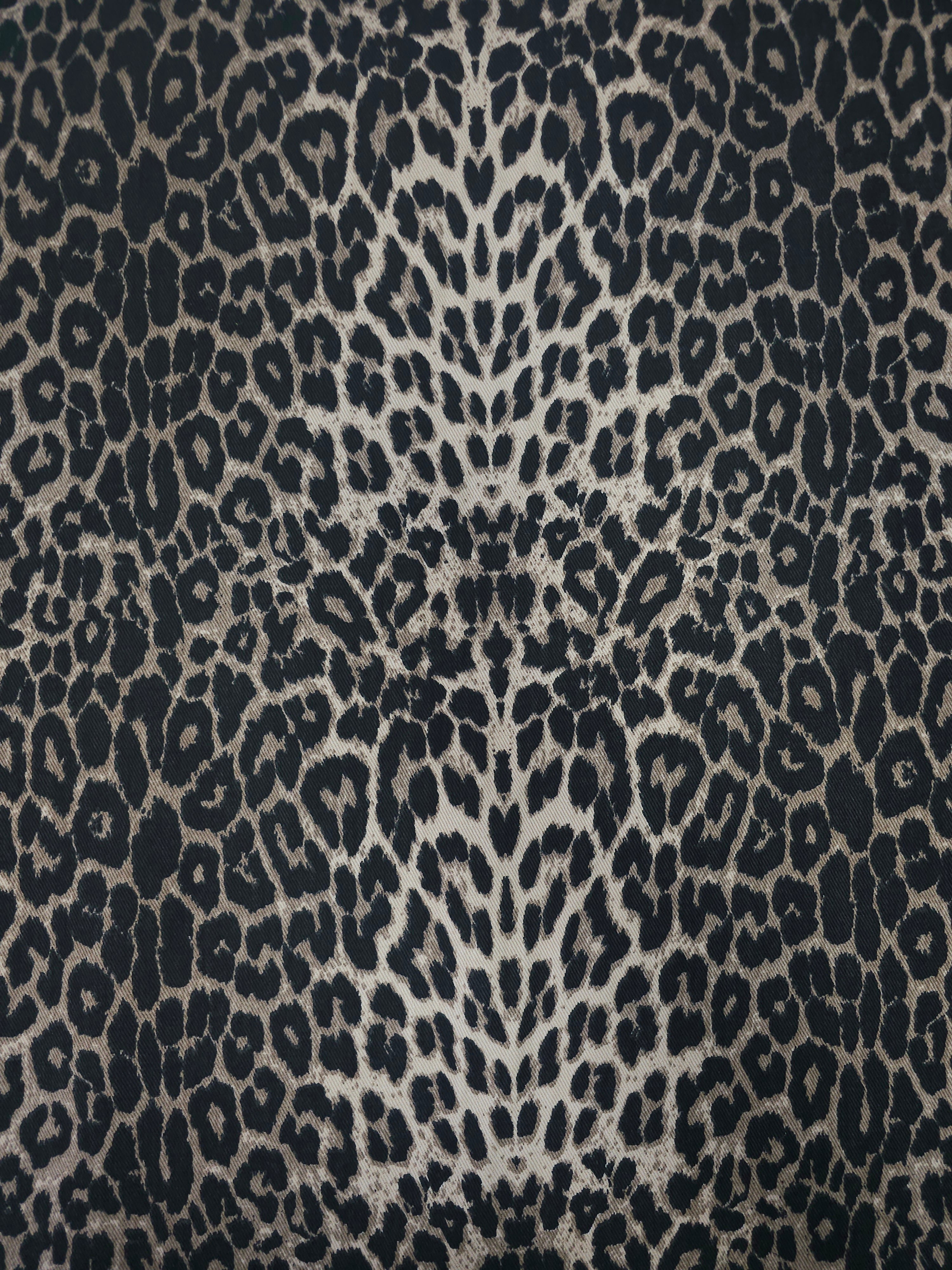 Taupe Leopard Panel Stripe Medium-Weight Denim