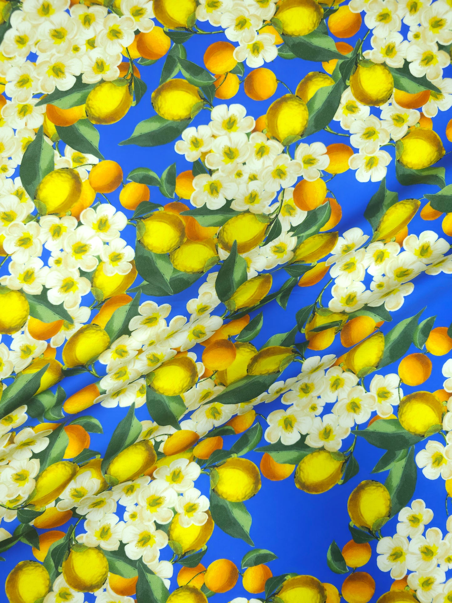 Blue Lemon Floral Cotton Sateen