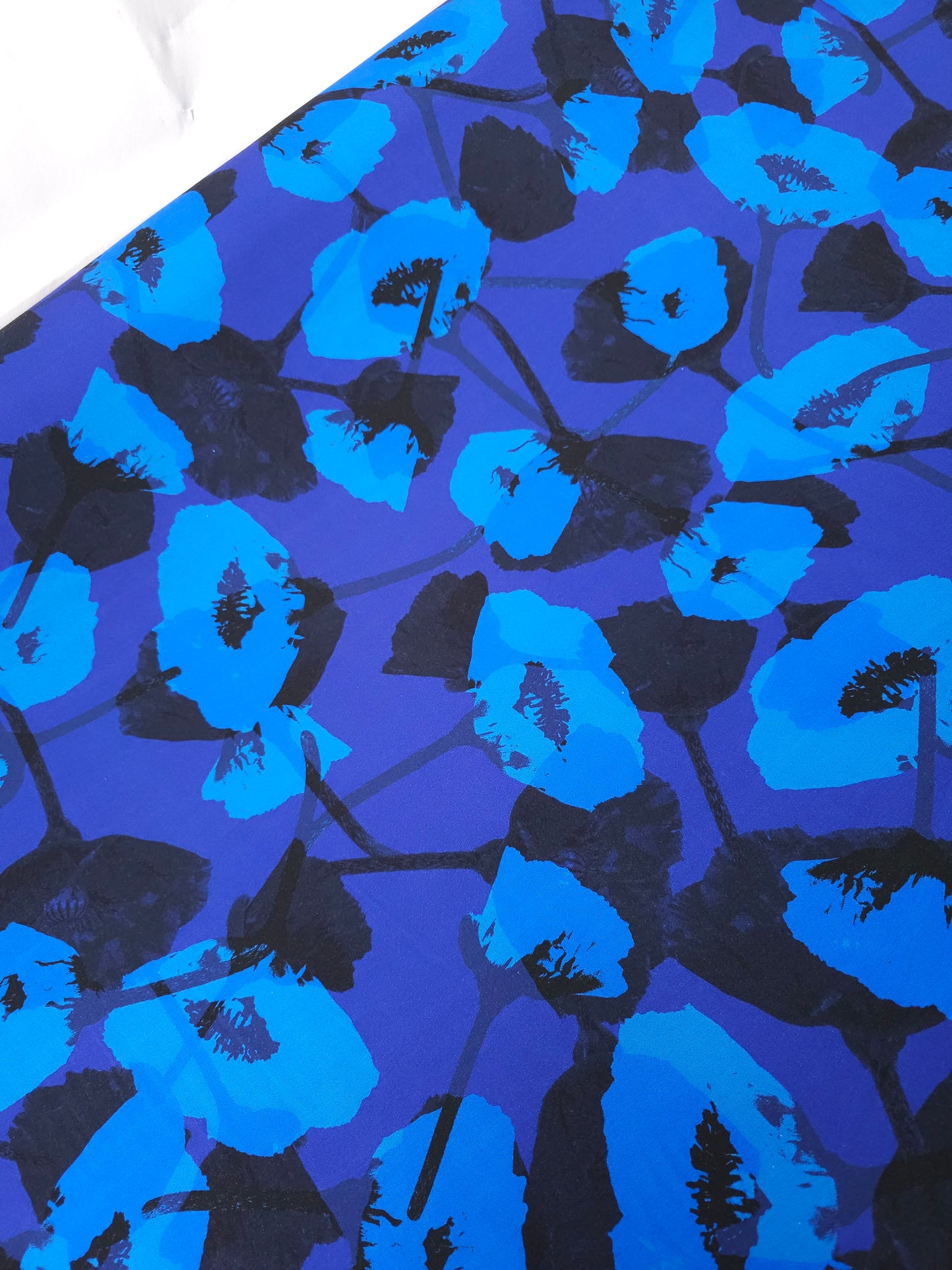 Blue Poppy Floral Viscose Jersey