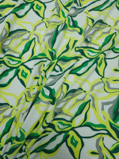 Yellow/Green Star Floral Viscose Challis