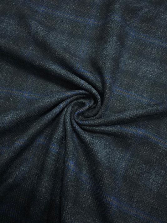 Charcoal/Blue Tartan Mediumweight Wool - 5m Piece