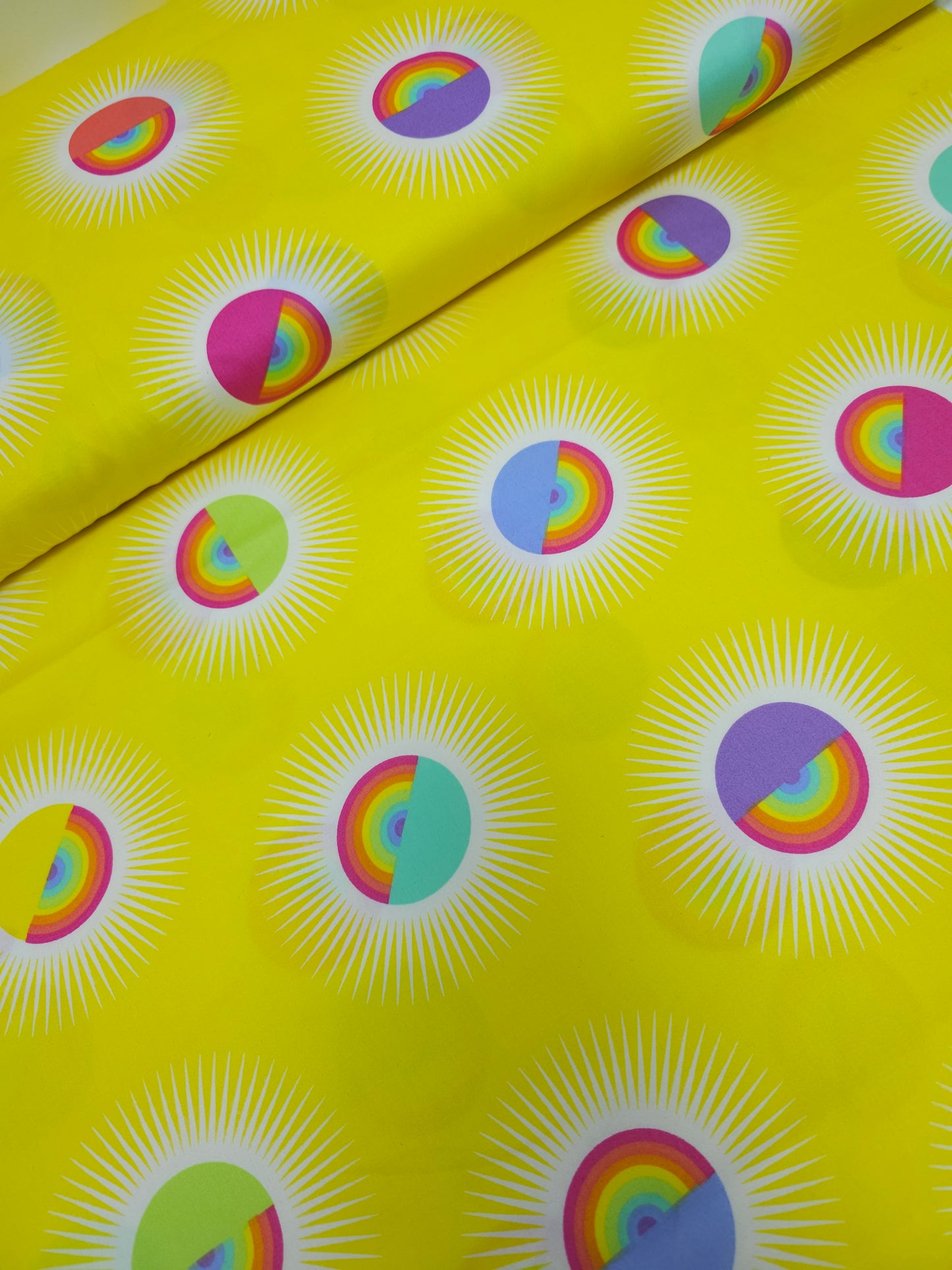 Yellow Rainbow Daydreamer Cotton Sateen 108" - Tula Pink