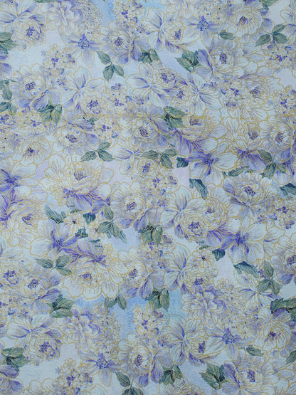 Vintage Purple Floral 100% Cotton