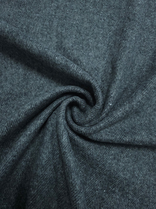 Dark Grey Herringbone Italian Wool Mix