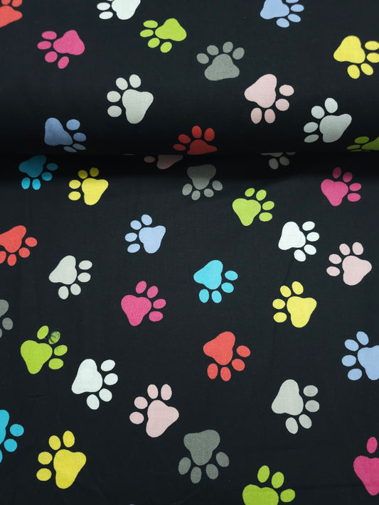 Multicolour Paw Print 100% Cotton