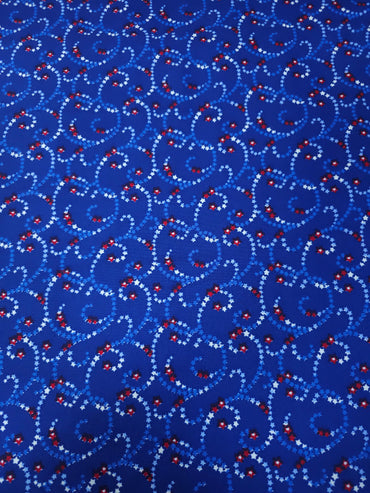 Blue/Red Star Chain 100% Cotton 108"