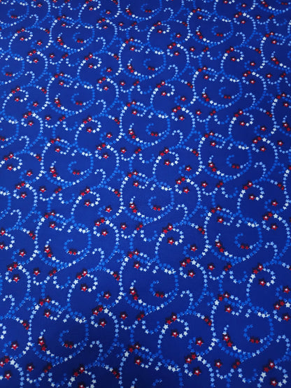 Blue/Red Star Chain 100% Cotton 108"