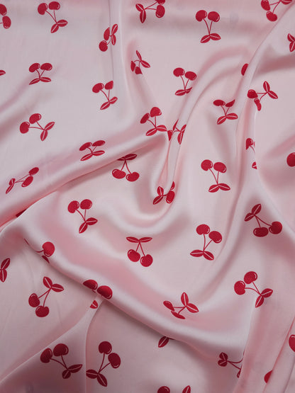 Pink/Red Cherries Satin