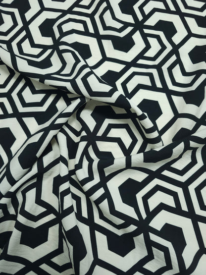 Beige/Black Geometric Hexagon Modal Viscose