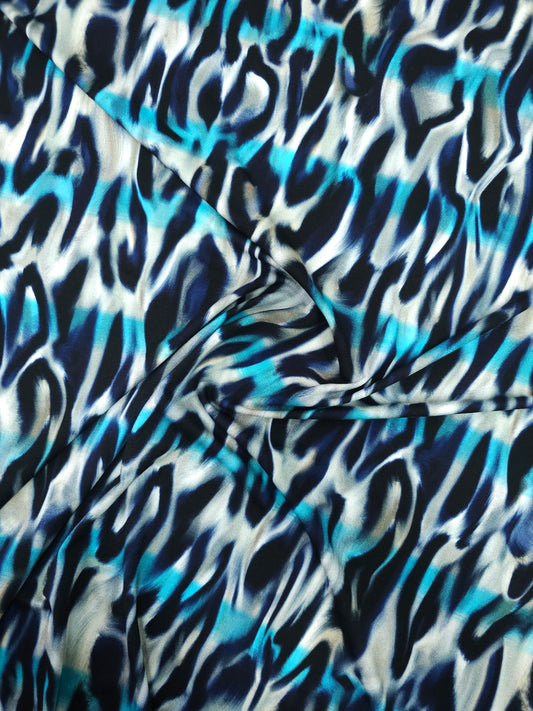 Blue Abstract Blur Viscose Jersey *DEFECT*