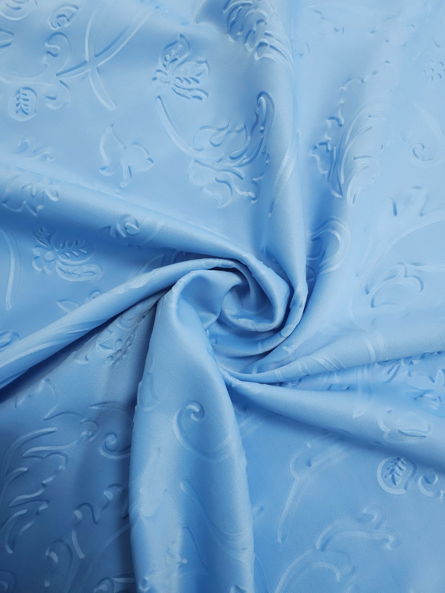 Baby Blue Embossed Floral Lightweight Scuba