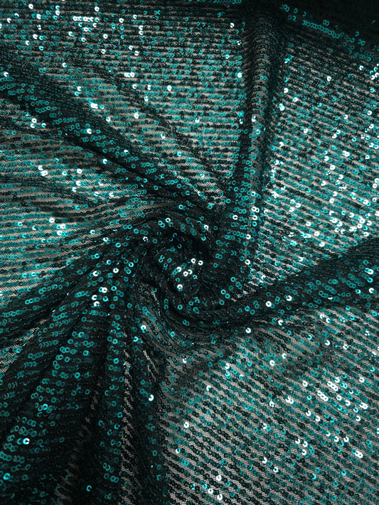 Deep Teal Stripe Sequin