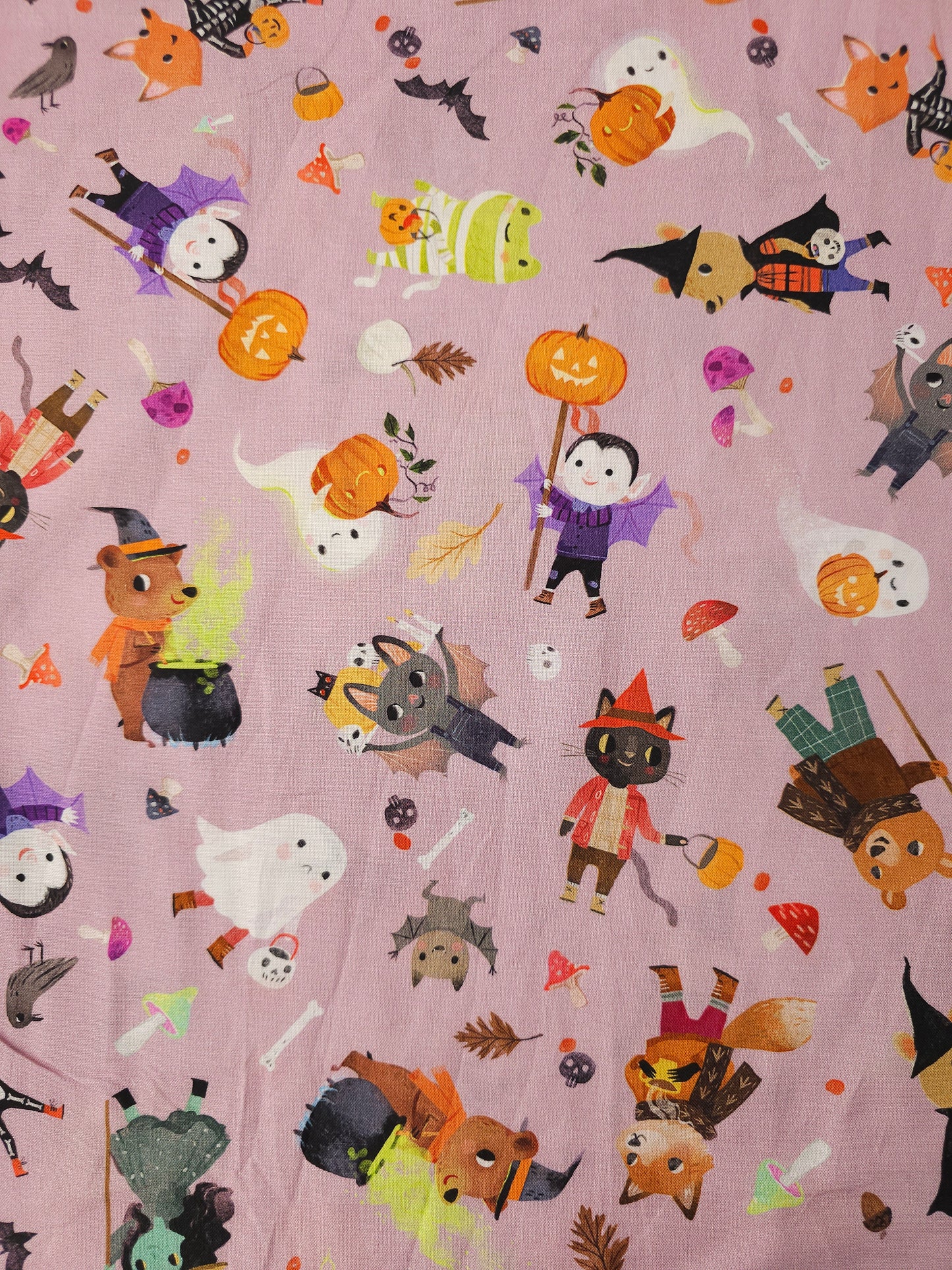 Pale Purple Trick or Treat Pals 100% Cotton - Robert Kaufman