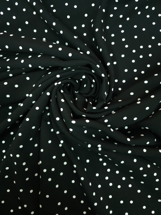 Black/White Polka Viscose Challis