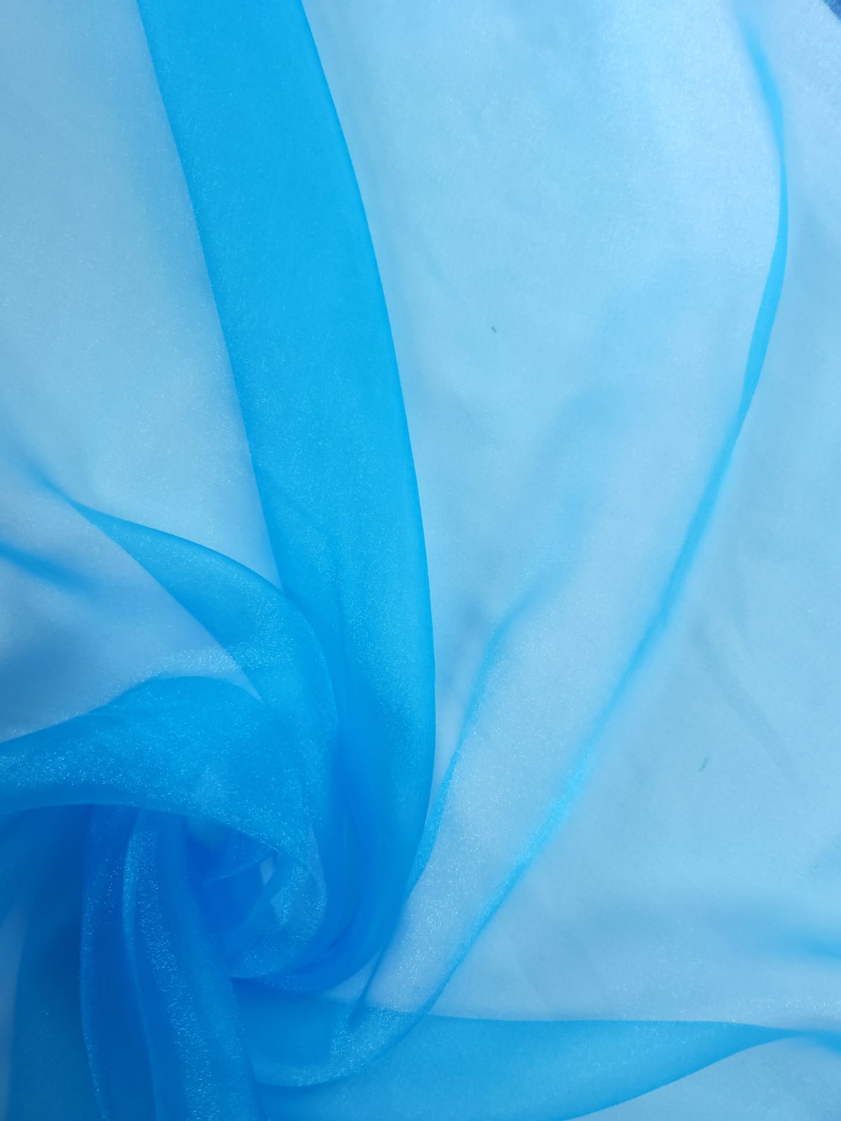 Cerulean Blue Crystal Organza